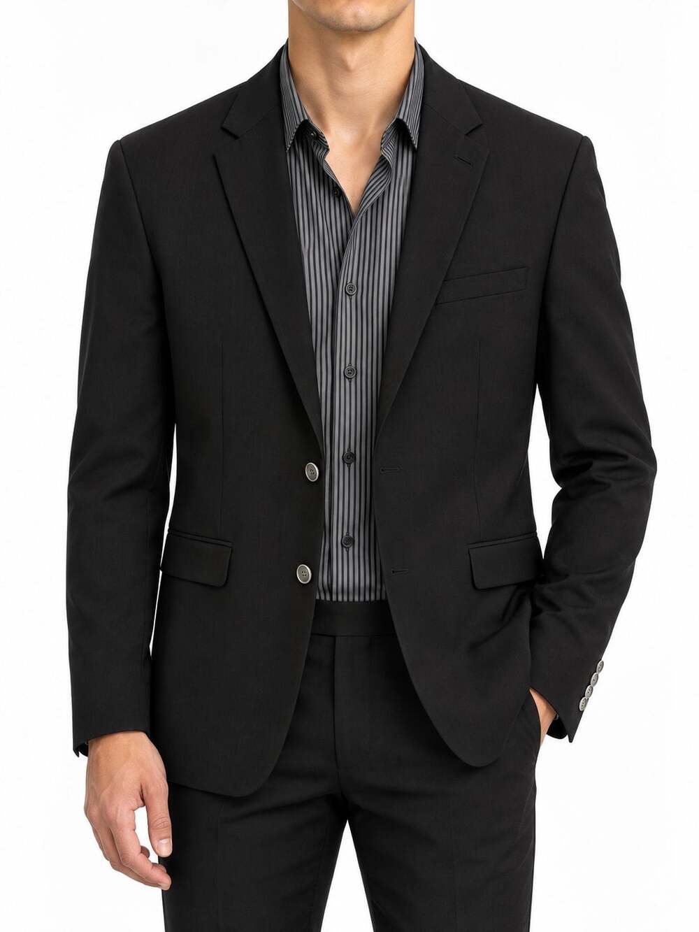 Calvin Klein Men's Black Wool Extreme Slim 42L 2-Button Suit Sport Coat Jacket